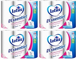 Lotus L'Essentiel Paper Towels - 3 Rolls (Pack of 4)