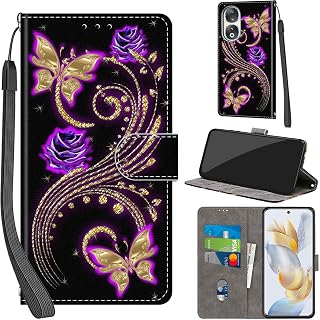 Cover for Honor 90 5G Wallet Case Butterfly Pink