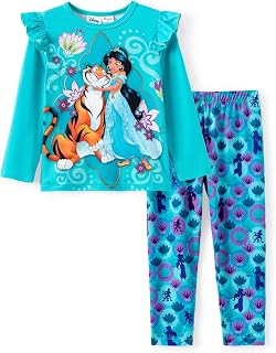 Disney Princess Baby Girl Outfit Long Sleeve T-Shirt Dress and Leggings Striped Autumn Casual Girls Clothing Set
