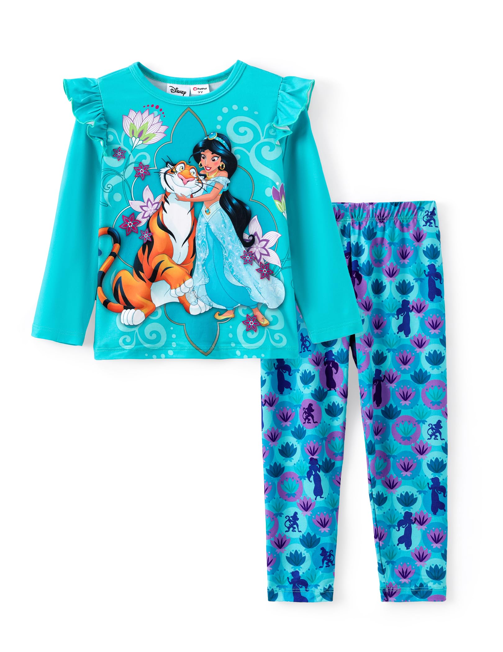 Disney Princess Baby Girl Outfit Long Sleeve T-Shirt Dress and Leggings Striped 