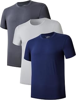 COLORFULLEAF 3/5-Pack Mens Bamboo T-Shirt Undershirt Lightweight Short Sleeve Crew/V Neck Tshirt Multipack S,M,L,XL,XXL