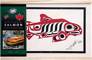 Sockeye Salmon Cedar Gift Box | Shelf Stable Smoked Salmon | Ready to Eat High Protein Salmon | Omega 3 Rich | Camping Food, Pantry Staple & Emergency Food | West Coast Select 8 oz
