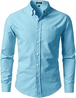 LucMatton Men's Lightweight Oxford Long Sleeve Shirt