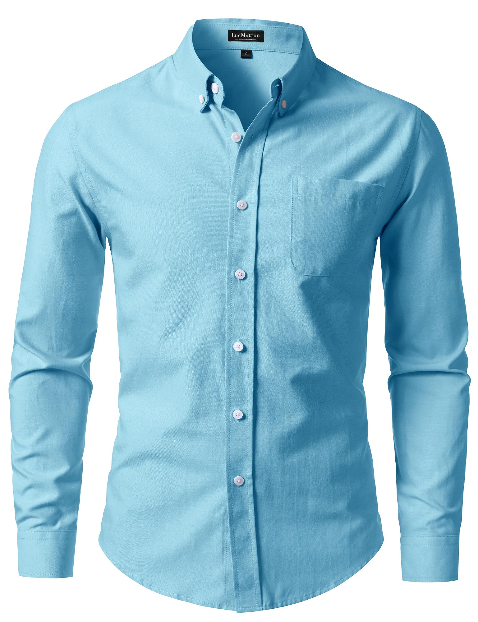 LucMatton Men's Lightweight Oxford Long Sleeve Shirt