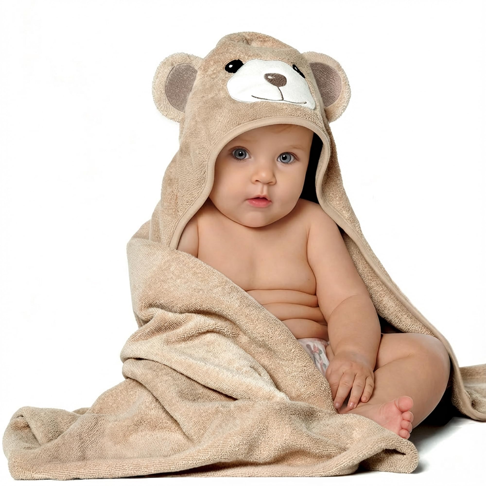 Premium Organic Bamboo Hooded Baby Towel - Super Soft and Absorbent Baby Towels 
