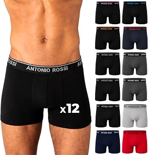 Antonio Rossi Pack of 12 Men's Cotton Stretch Waistband Boxer Shorts