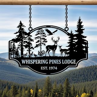 Personalized Deer Metal Sign, Custom Deer Cabin Metal Wall Art Outdoor
