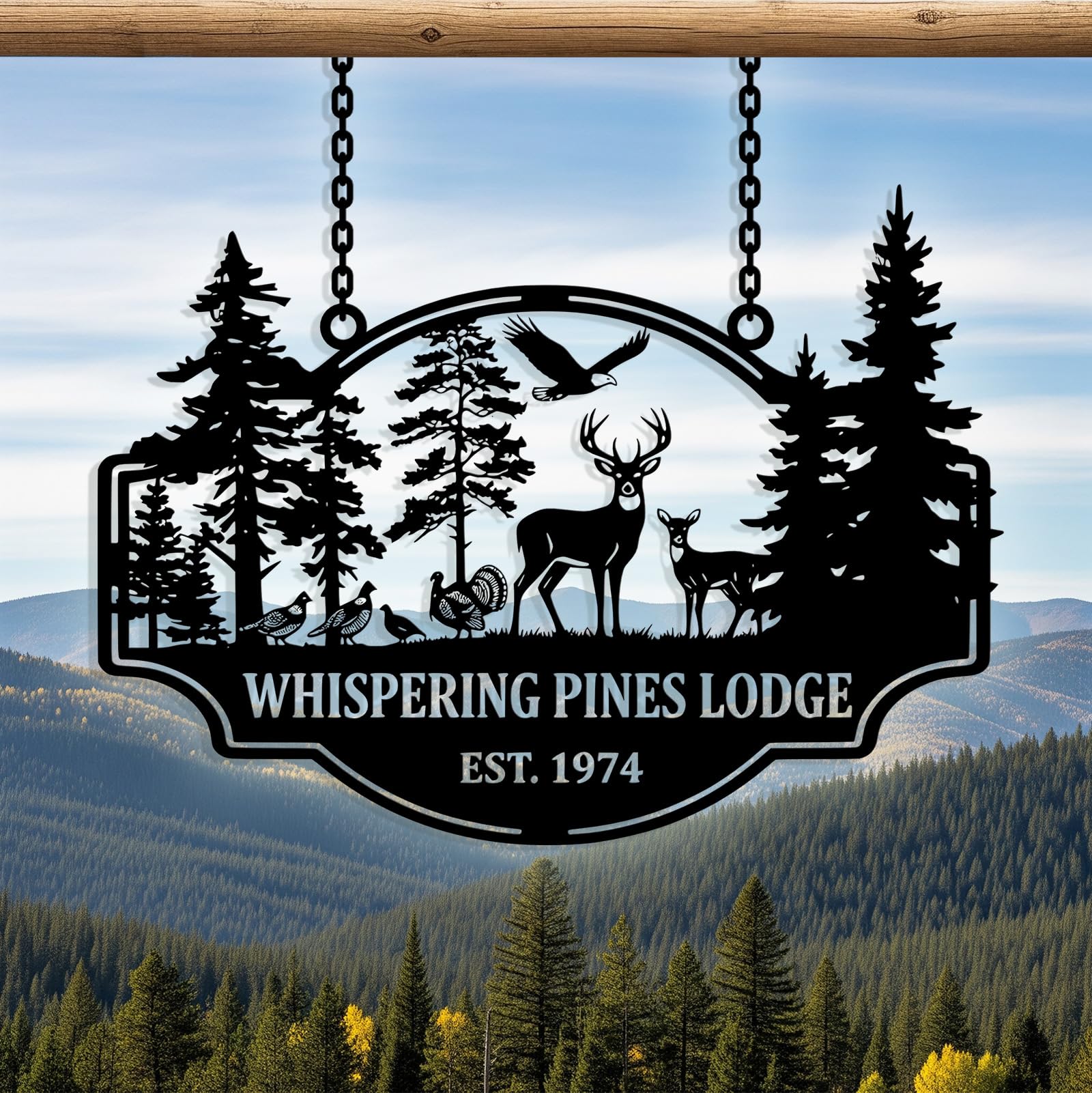 Personalized Deer Metal Sign, Custom Deer Cabin Metal Wall Art Outdoor