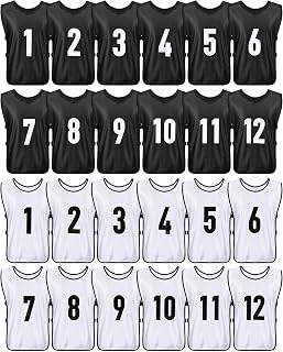 Yahenda 24 Pcs Soccer Pinnies Numbered Vests Adult | Sport Pennies Soccer Scrimmage Practice Vests Soccer Bibs Team Pinnies with Elastic Belt for Adult Youth Casacas Para Futbol