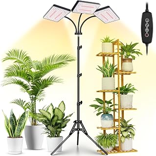 LBW Grow Light for Indoor Plants, 642 LEDs Grow Light with Stand | 3-Head Full Spectrum, 3/6/12H Auto Timer, 6 Brightness Levels, 3 Switch Modes, 68" Height Adjustable Stand, for Large Plants