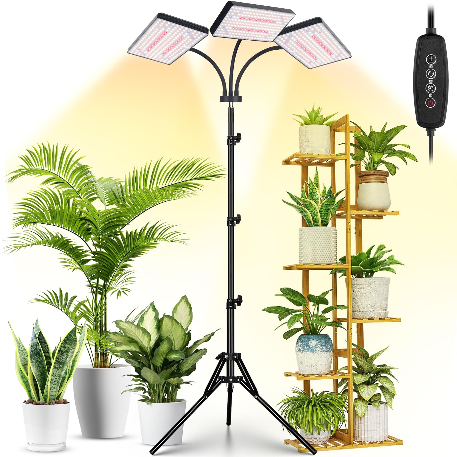 LBW Grow Light for Indoor Plants, 642 LEDs Grow Light with Stand | 3-Head Full S