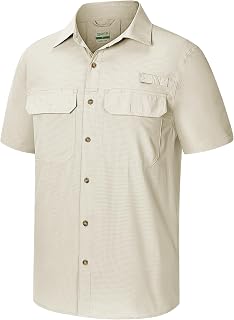 33,000ft Men's UPF 50+ UV Short Sleeve Hiking Fishing Shirt Quick Dry Cooling PFG Sun Protection Shirt for Travel Safari