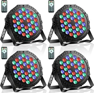 LED Stage Lights 4Pack - Czgor 36W RGB DJ Par Light for Party, Remote & DMX | with Sound Activated Auto Play by Remote / DMX Control Uplights for Events Wedding Parties Club Christmas DMX512 Lighting