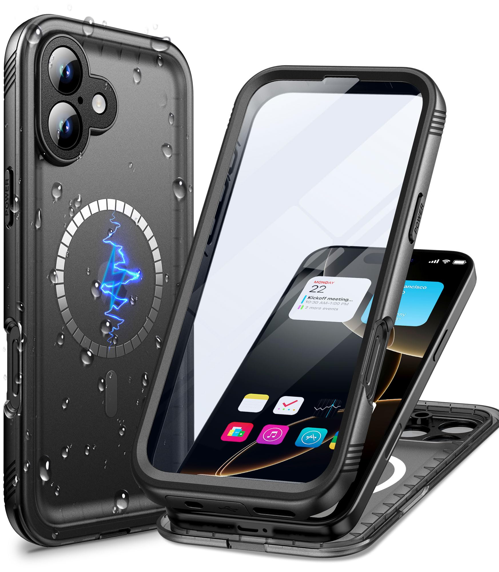 Cozycase Top 360 Shockproof IP68 Waterproof Cover for iPhone 16 Plus