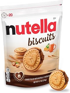 Nutella Biscuits Cookies, Sweet Snack Pack with Hazelnut Spread, 9.7 oz | Sweet snack, lunch snack, cookie snack packs, Nutella Biscuits Cookies with hazelnut spread for snacking anytime