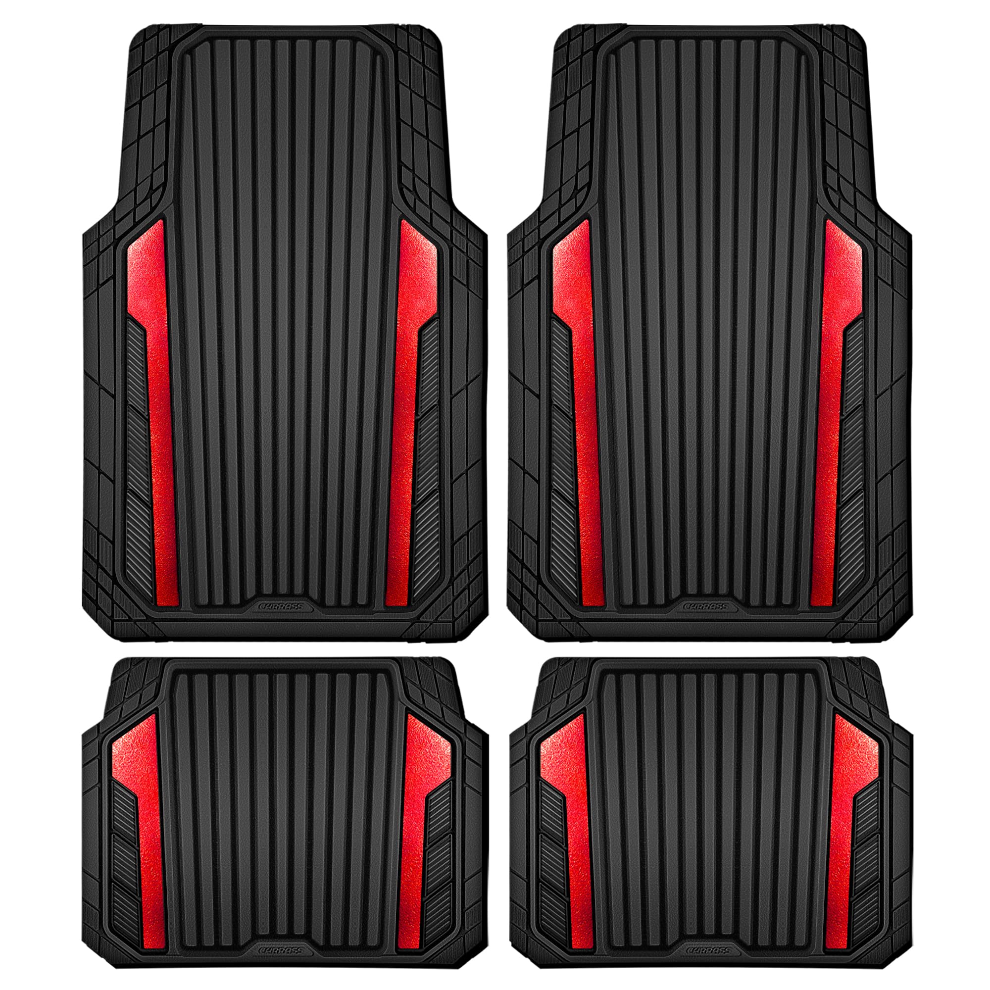 CAR PASS Heavy Duty Rubber Car Mats Metallic, Aluminum Film All Weather Floor Ma