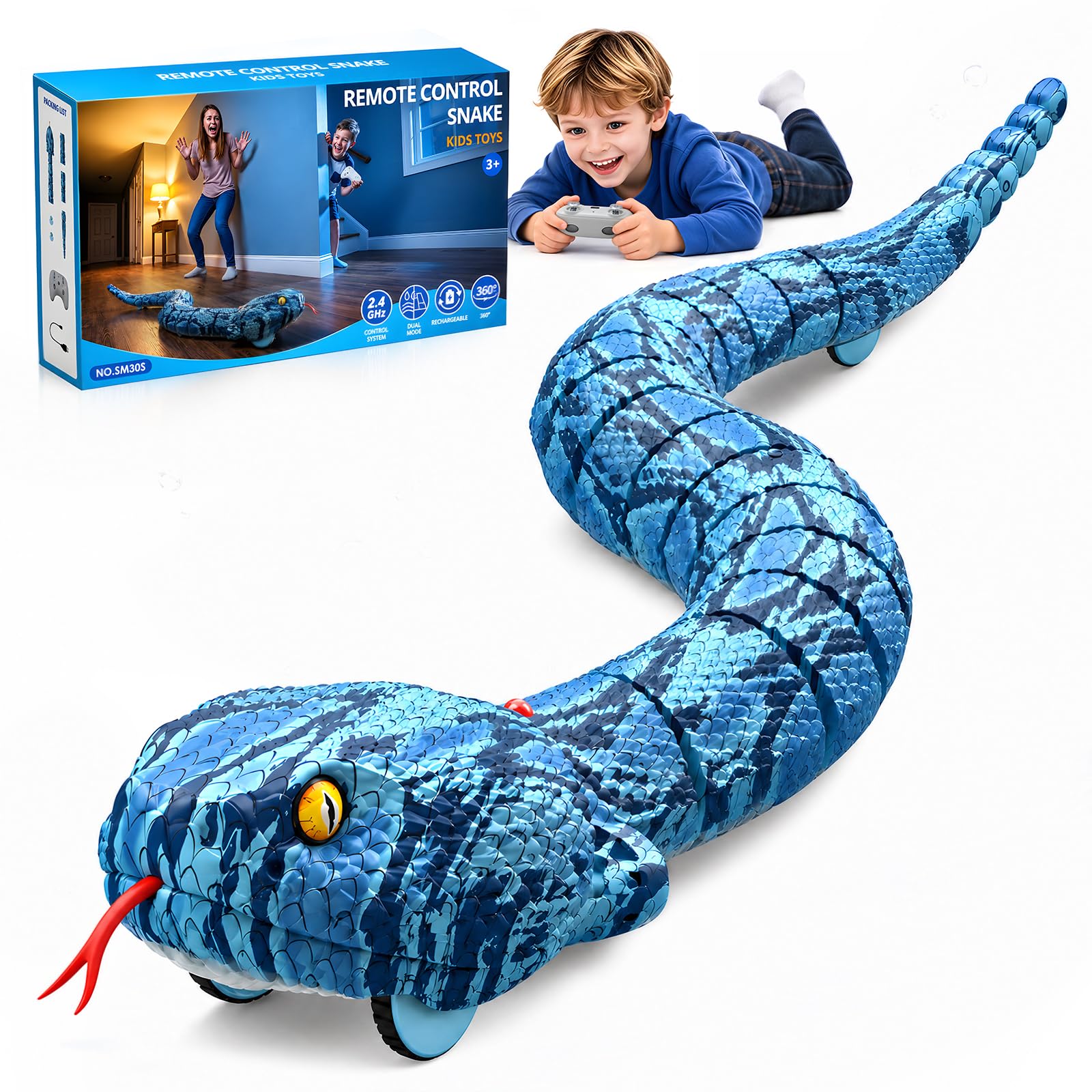 HYES Remote Control Snake, Land & Water Modes Rechargeable RC Toy for Kids | 2 i