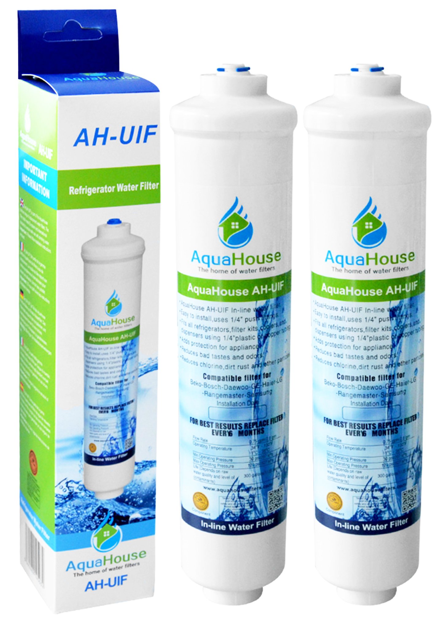 2x AquaHouse AH-UIF Compatible Fridge Water Filter for Samsung DA29-10105J, LG 5