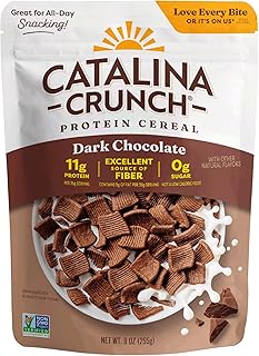Catalina Crunch Protein Cereal, Dark Chocolate, 9 oz Bag (Pack of 1) | Sugar Free, 11g of Protein, Gluten Free, Excellent Source of Fiber, Breakfast Cereal, Packaging May Vary