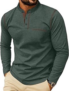 Sailwind Men's Henley Shirts Long Sleeve Button T-Shirt Casual Stylish Cotton Pullover Shirt with Pocket