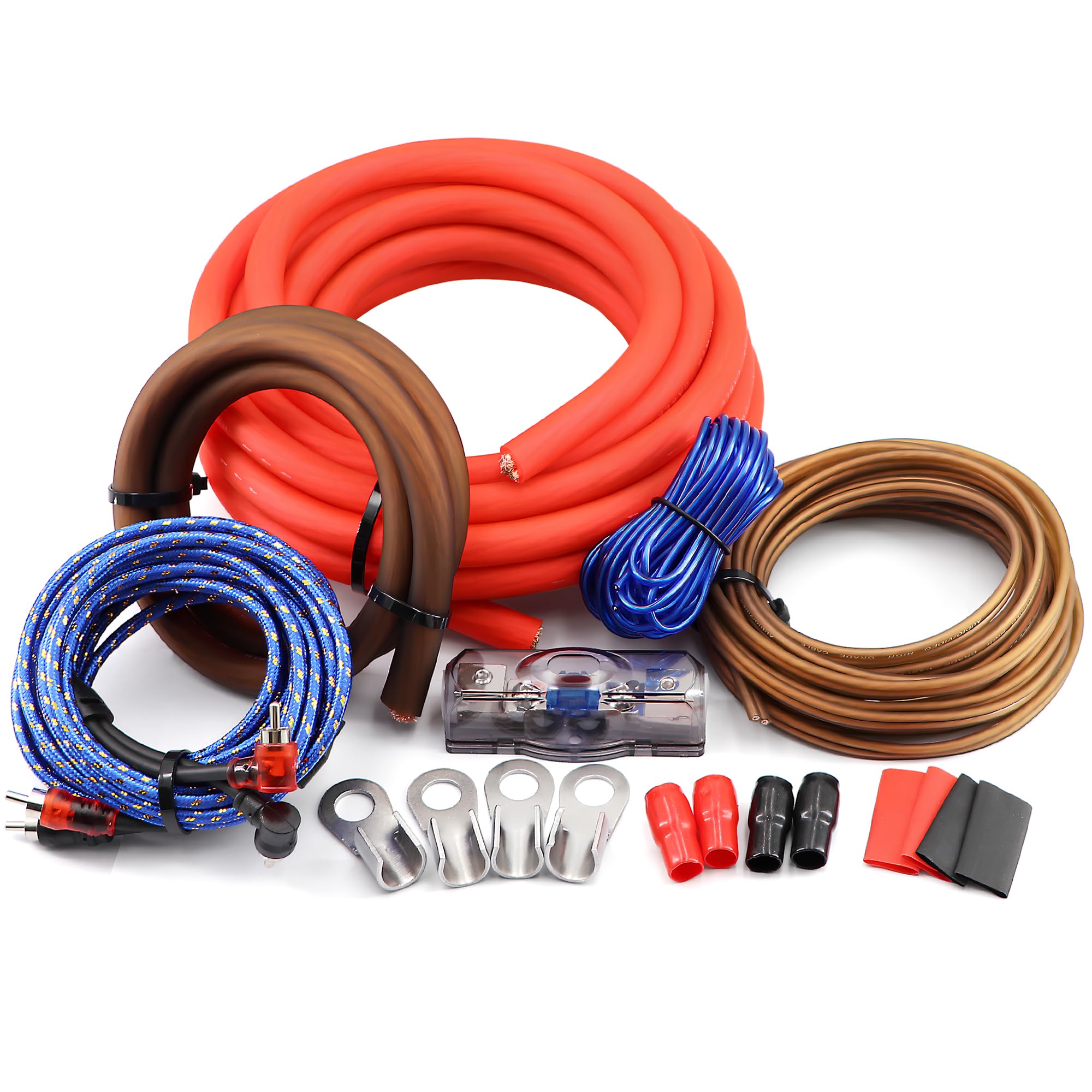 0 Gauge 3000 Watt Amp Wiring Kit with Power,RCA,Speaker Wire for Subwoofer | Car