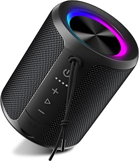 DUDGSIS Portable Bluetooth Speaker Wireless, 20W Loud Sound,15H Playtime | Bluetooth 5.3, IPX7 Waterproof Mini Speakers with Deep Bass, TWS, RGB Light, for Outdoor/Shower/Home/Party, Stocking Stuffers
