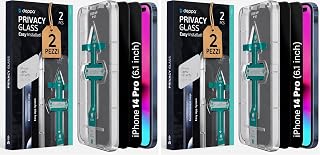 Deppa Privacy Tempered Glass for iPhone 14 Pro [2 Pieces] - Ultra Resistant, Anti-Scratch, Full Coverage, Anti-Spy Screen Protector with Easy Installation Kit (Pack of 2)