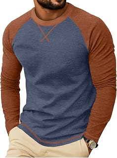 Askdeer Mens Cotton T-Shirt Short Long Sleeve Casual Shirts Crewneck Lightweight Soft Stylish T-Shirts