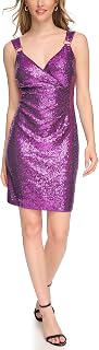DKNY Balloon Half Sleeve Faux Wrap Midi Dress Women (Pack of 1)