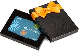 Amazon.com Gift Card in a Black Gift Box (Congratulations Card Design)