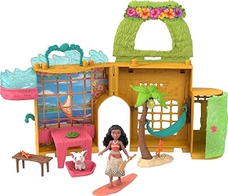 Mattel Disney Princess Moana Storytime Stackers Doll House Playset | Posable Moana Small Doll with Removable Skirt, 1 Animal Figure & 9 Accessories, Inspired by Disney Movie​