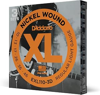 D'Addario EXL110 Nickel Wound Electric Guitar Strings 3 Pack - Regular Light 10-46