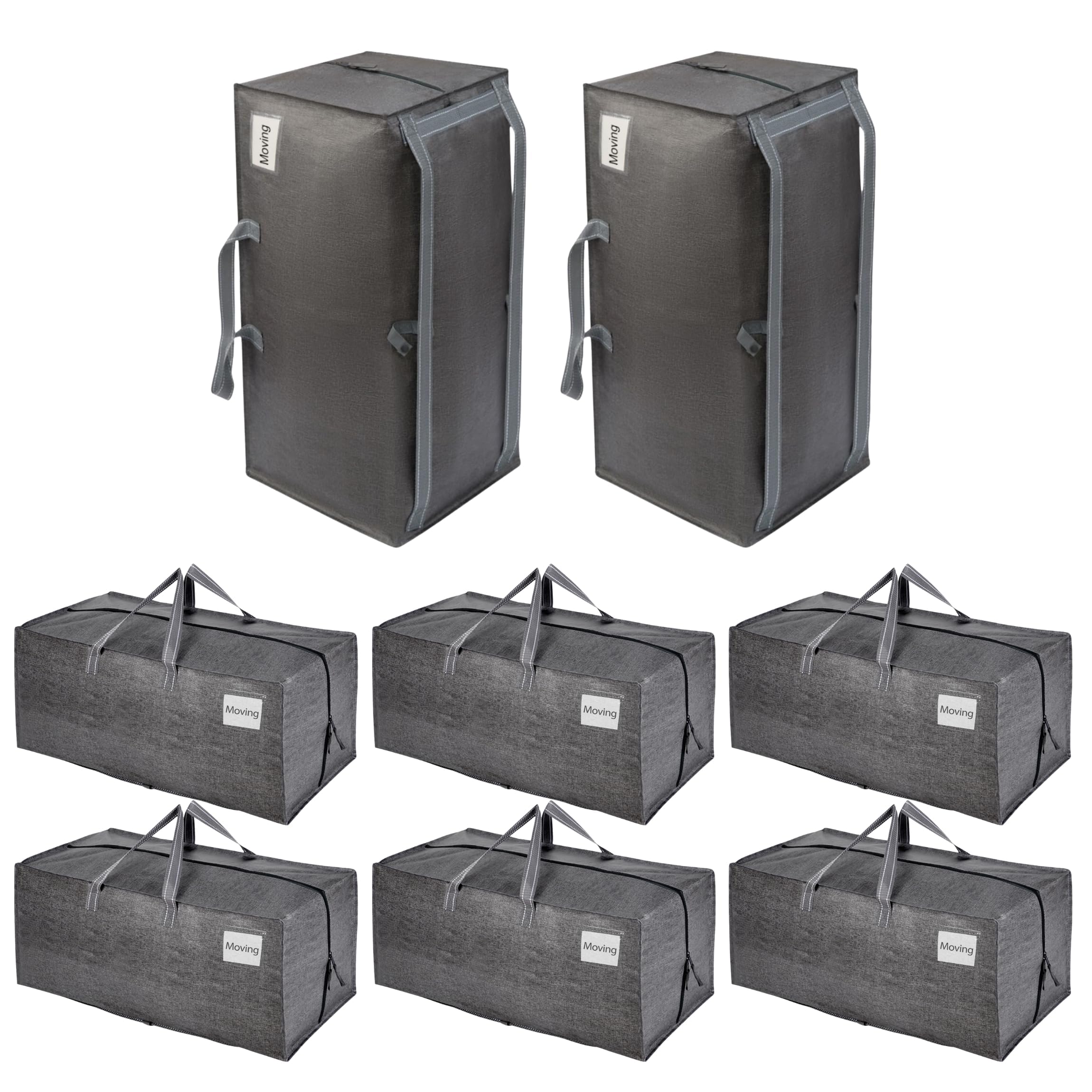 VENO 8 Pack Heavy Duty Moving Bags with Backpack Straps, Zippers & Handles, Extr