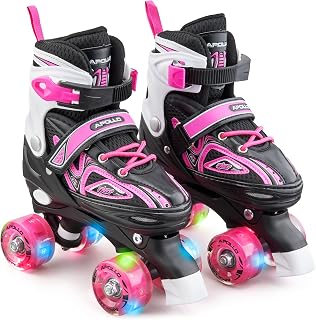 Apollo Super Quad X Pro Roller Skates Children & Women, Adjustable with LED