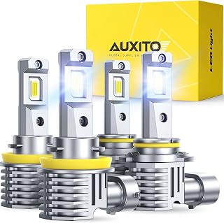 AUXITO H11 9005 LED Bulb, 900% Ultra-Bright, 6500K 68000LM Light, Plug and Play, Long Lifespan, No Flicker, 99% Compatibility, Pack of 4