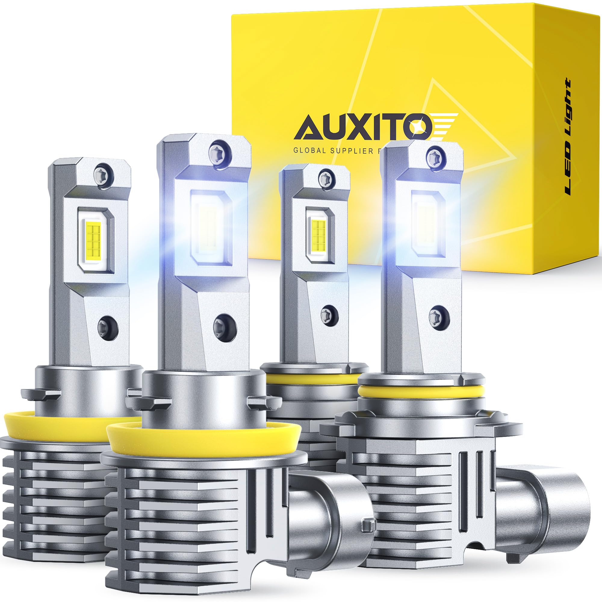 AUXITO H11 9005 LED Bulb, 900% Ultra-Bright, 6500K 68000LM Light, Plug and Play,