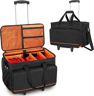 Trunab Rolling DJ Cable File Bag with Hard Padded Bottom, Travel Gig Bag