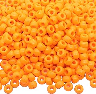 Auvoau 1000Pcs Pony Beads Bracelet 9mm Orange Plastic Barrel Pony Beads for Necklace,Hair Beads for Braids,Key Chain,Jewelry Making (Orange)