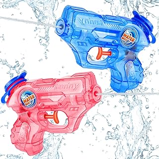 Mini Water Gun for Kids Toddler, 2 Pack Squirt Blasters Water Guns Toys | Small Soaker Pistol Super Squirts with Trigger for Boys Girls Summer Swimming Bath Pool Beach Outdoor Party Games Gift Toys