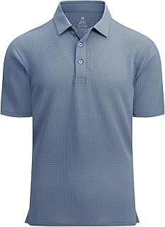 Alex Vando Mens Bubble Jacquard Polo Shirt Super Stretch Short Sleeve Polo Shirts for Men