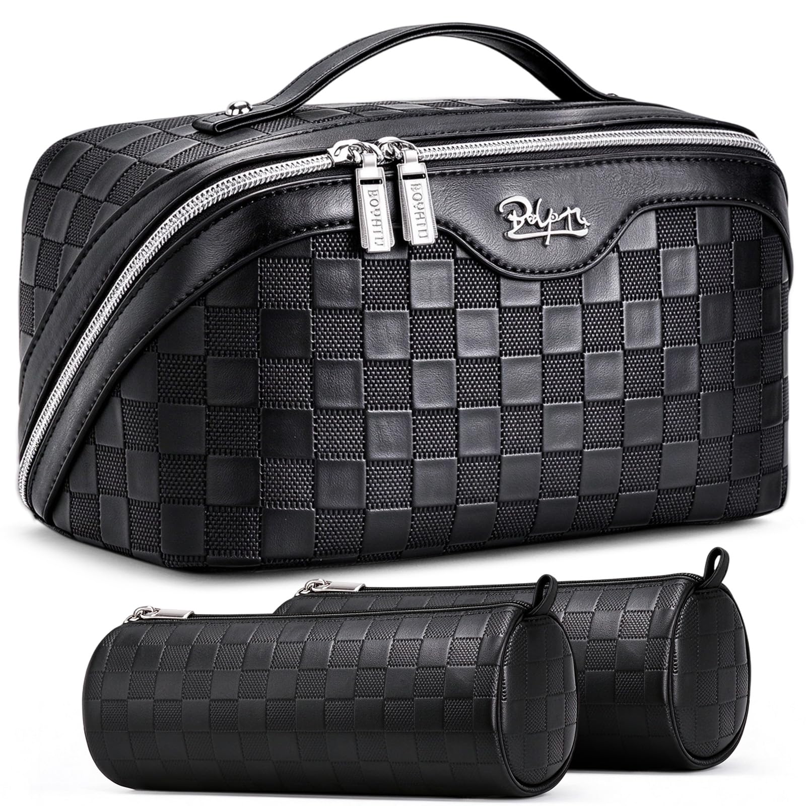BOYATU Travel Makeup Bag Organizer: 3 Pcs Large Cosmetic Bags Set for Women | Wa