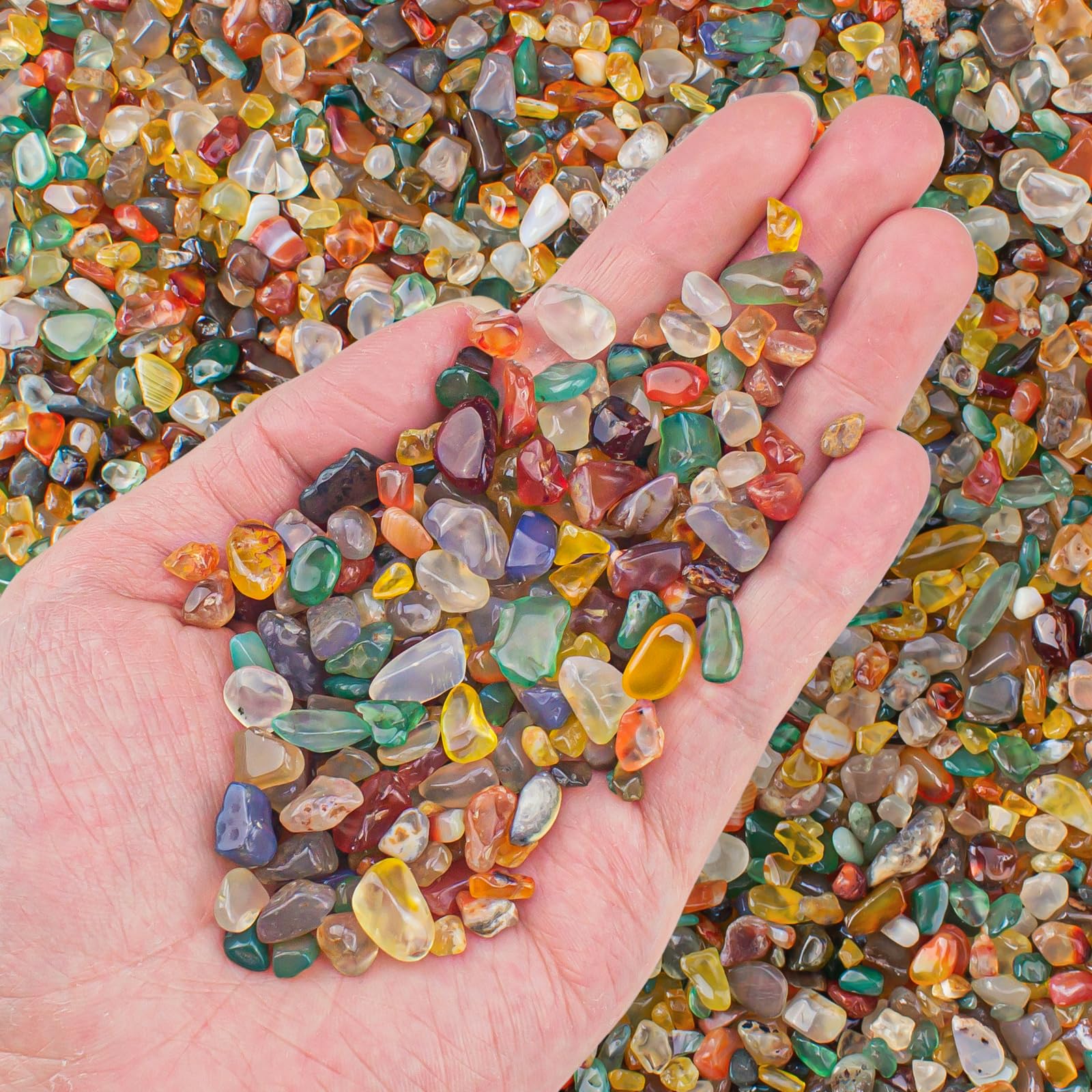 EZEELAI 0.5 Lb/230g Colorful Agate Aquarium Fish Tank Gravel Rocks, Crushed Ston