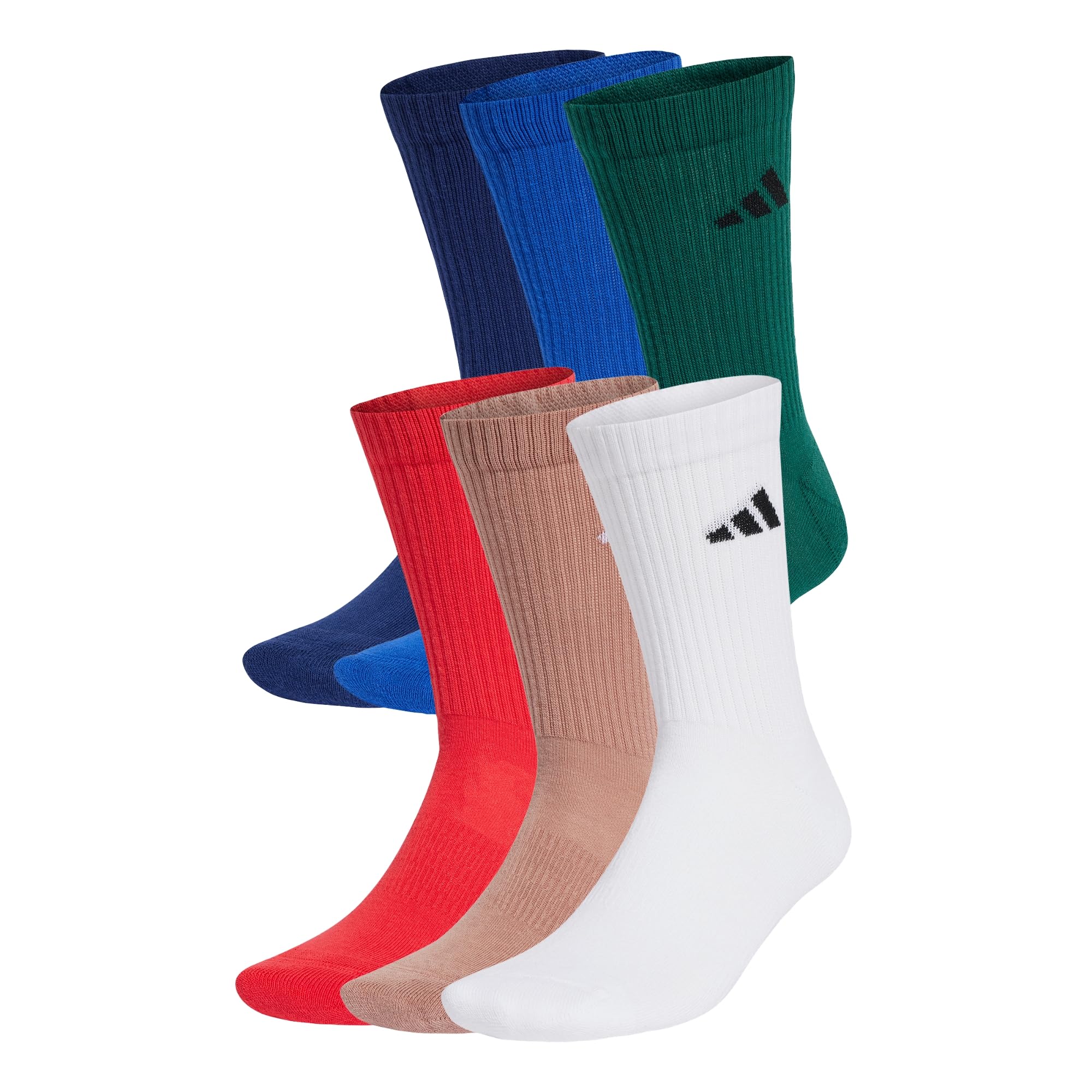 adidas Unisex Quilted Mid-Calf Socks (6 Pairs)