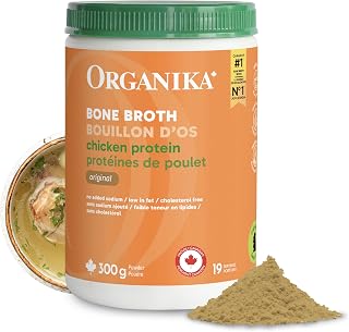 Organika Canadian-Made Chicken Bone Broth Powder 300g - 15g Protein/Serving