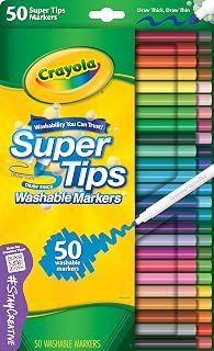 CRAYOLA SuperTips 50 Felt Tip Colouring Pens, Ideal for Kids Aged 3+ | 50 washable felt tip pens with versatile tips and vibrant colours for creative projects, classroom essentials