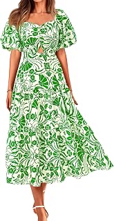 BTFBM Summer Dresses for Women 2026 Spring Outfits Beach Vacation Short Sleeve Smocked Boho Casual Floral Maxi Dress