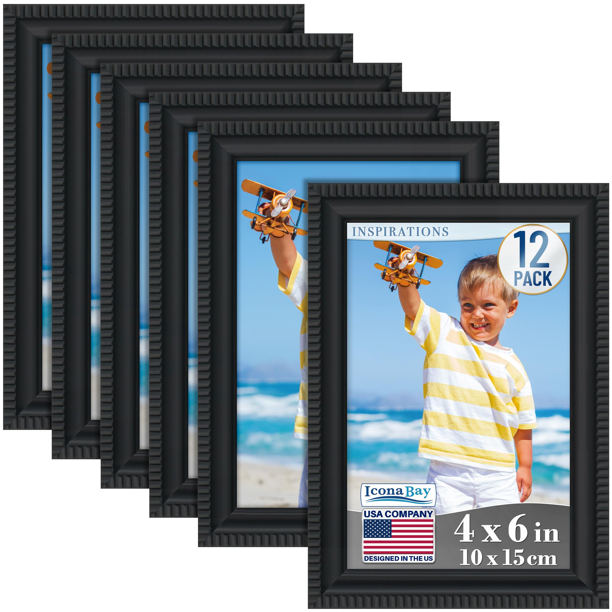 Icona Bay Photo Frame 4x6 5x7 8x10 Set, Plastic, Black, 4x6 (12 Pack)
