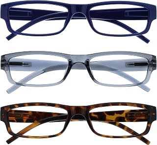 OPULIZE The Company Reading Glasses Blue Gray Brown Lightweight Comfortable Readers Value Pack 3 Men Women RRR32-372 +1.00