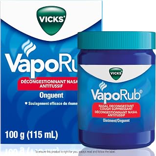 Vicks VapoRub Nasal Decongestant, Cough Suppressant, Relief from Cold, Aches, & Pains, Chest Rub Ointment, Original Scent, 100 g/115 mL