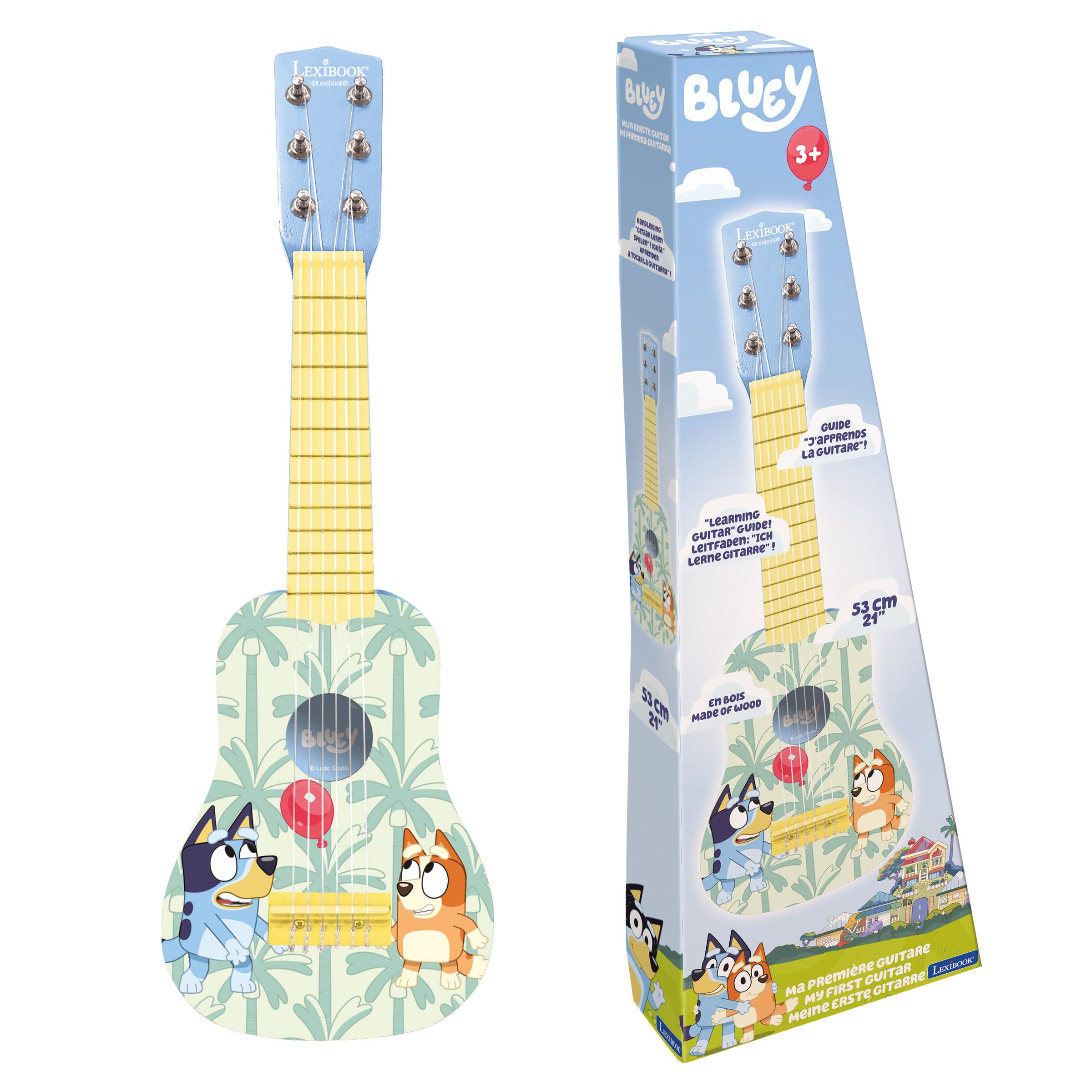 Lexibook, Bluey My First Guitar, K200BY | 53cm guitar, 6 nylon strings, Learning